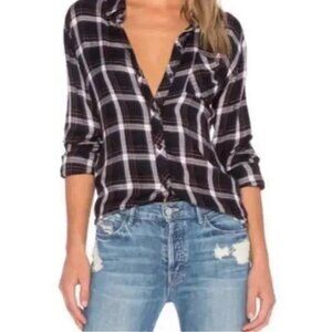 Rails Hunter Plaid Shirt Nightfall White Size XS Blue Button Up Hi-low Hem